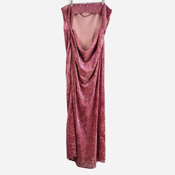 For Love & Lemons Francesca Maxi Dress Pink Jacquard Velvet Paisley Strapless Ba - Picture 5 of 11